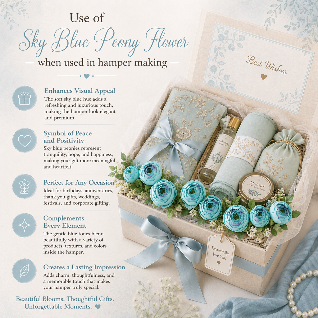 Artificial Sky Blue Peony Flower