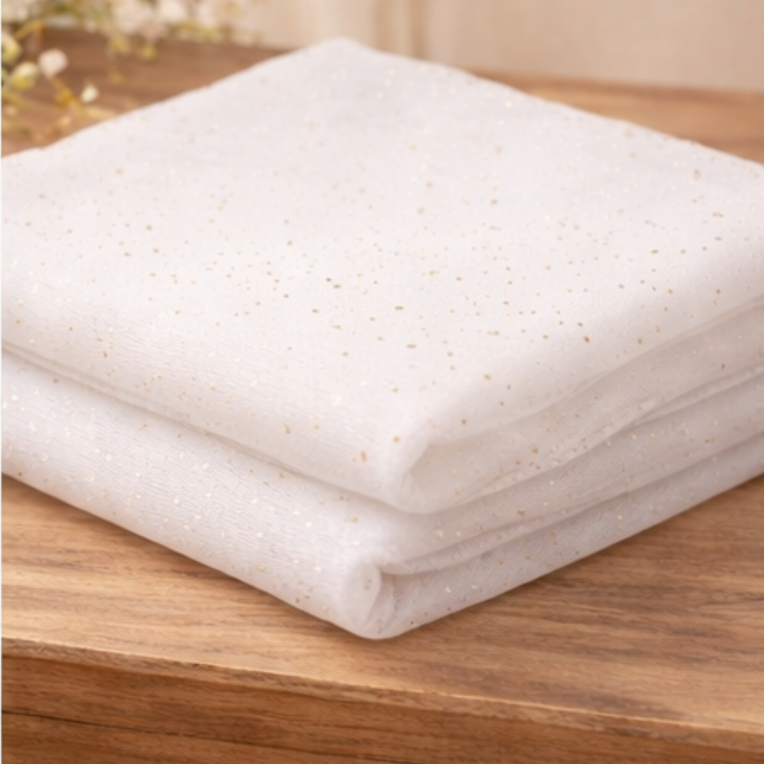 5 Meter Net White Dotted Cloth for decoration