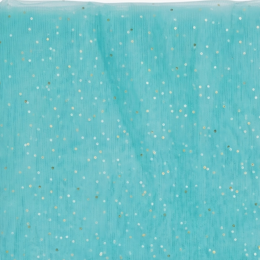 5 Meter Net Cloth Roll Sky Blue Golden Dotted