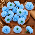 Sky Blue Dahalia Artificial Flower (7 cm, Pack of 15, Single Flower)