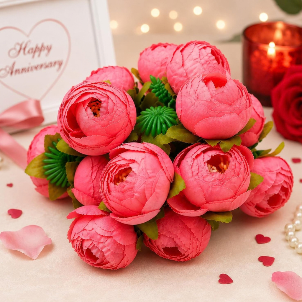 Artificial Coral Pink Peony Flower
