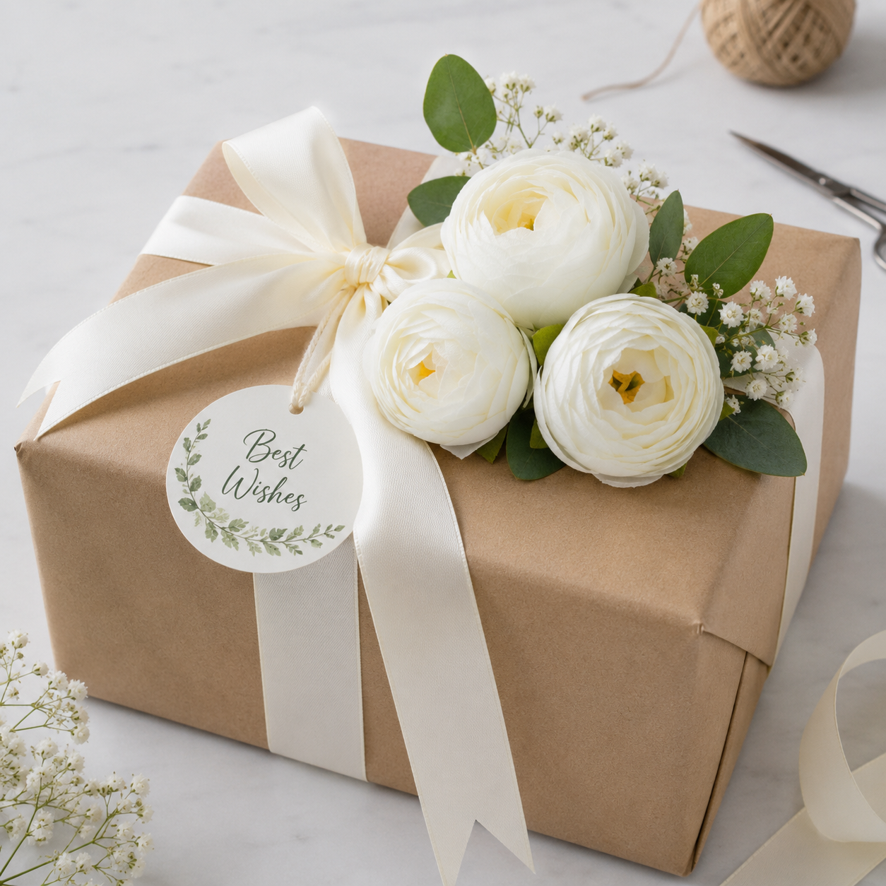 Artificial White Peony Flower