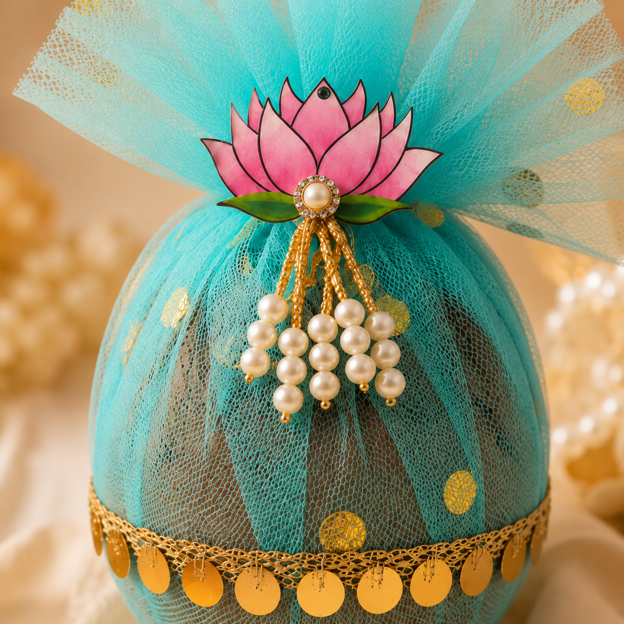 Lotus Decorative Nariyal for Pooja, Wedding & Kalash Decoration