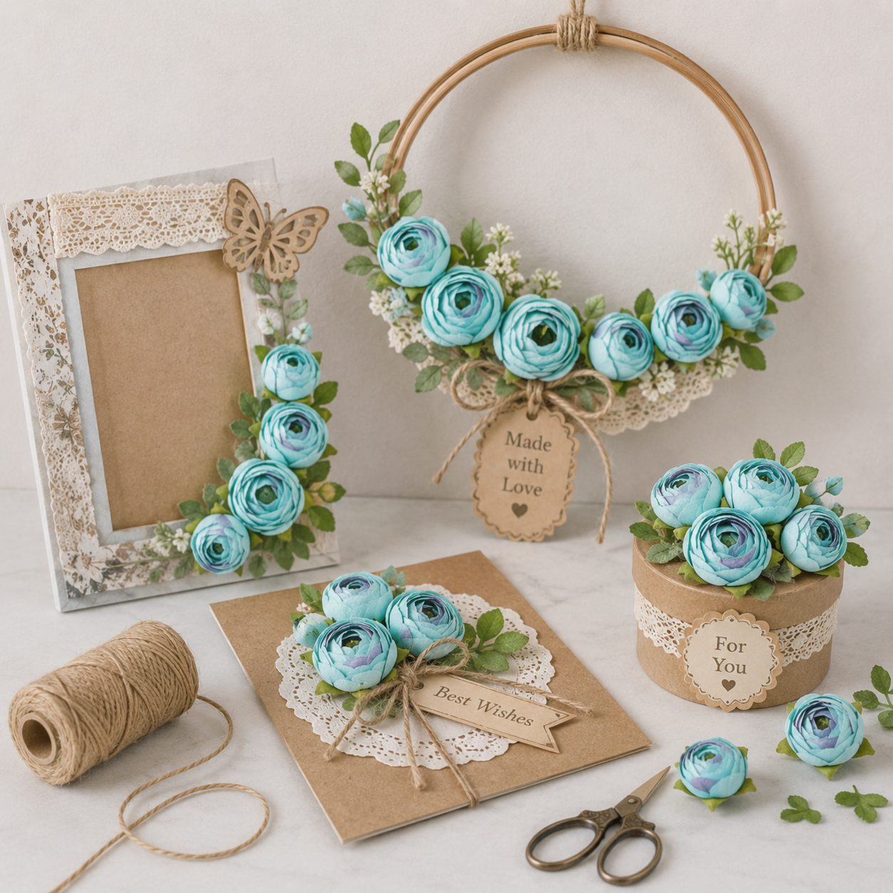 Artificial Sky Blue Peony Flower