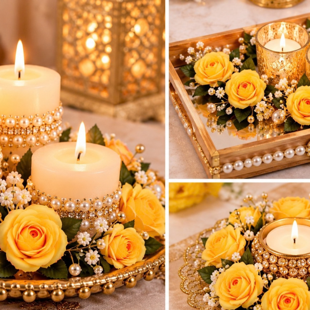 Artificial Yellow Mini Rose Flower (4 cm, Pack of 12, Single Flower)