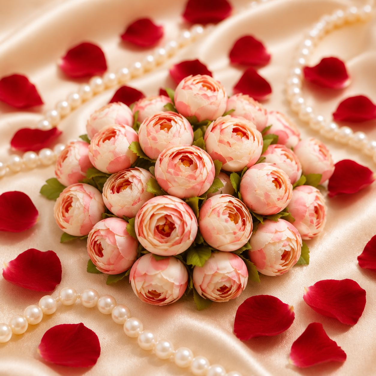 Artificial Peach Creame Peony Flower
