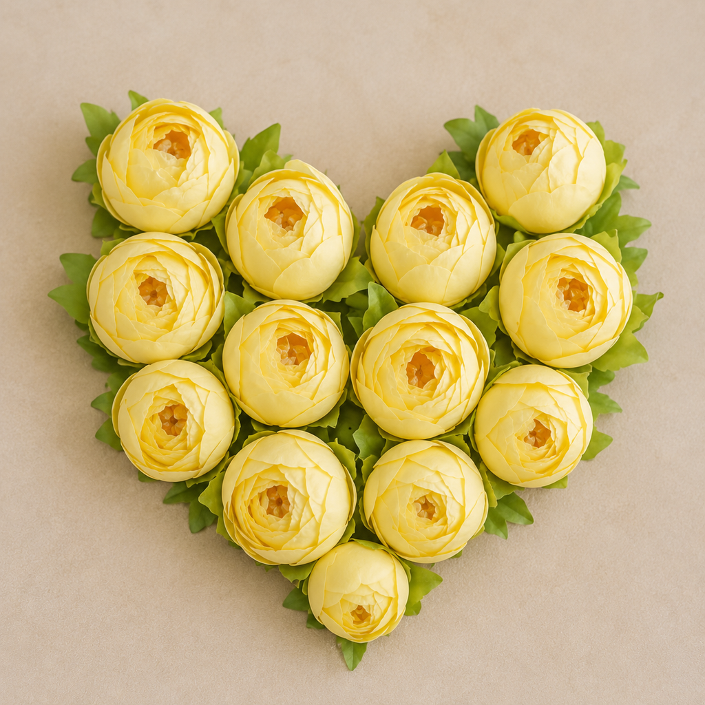 Artificial Light Yellow Peony Flower