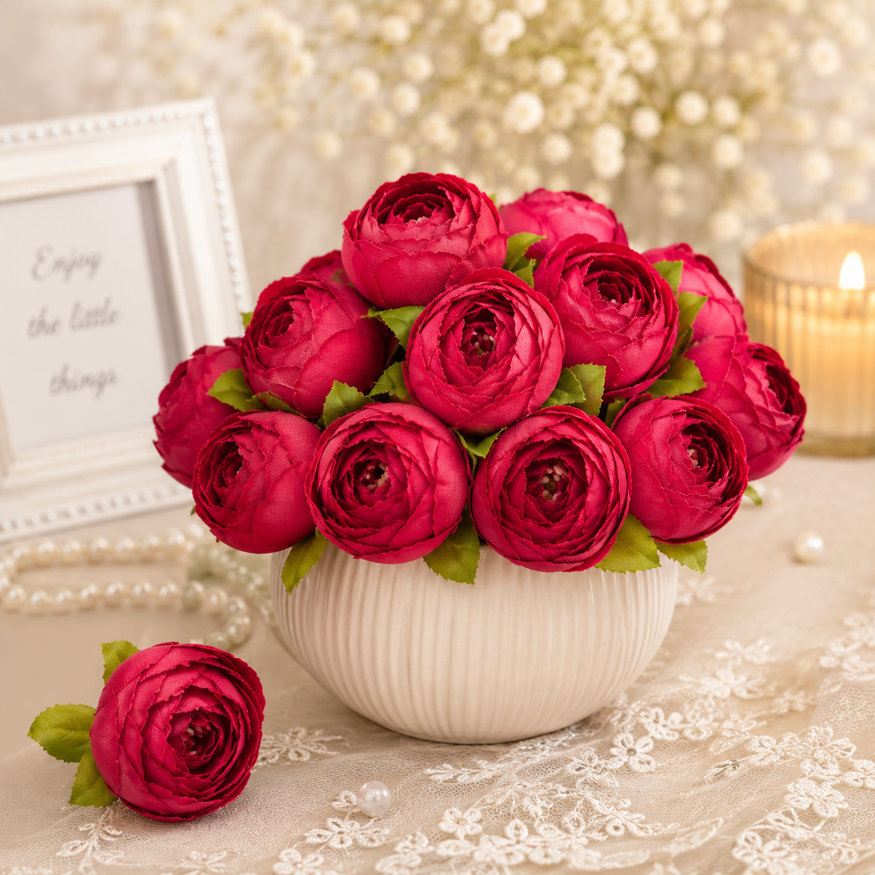 Artificial Dark Pink Peony Flower