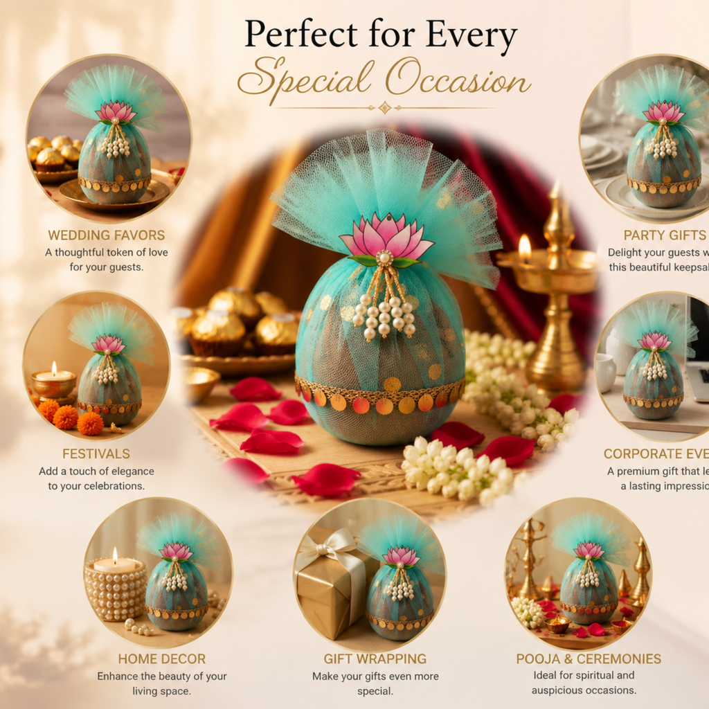 Lotus Decorative Nariyal for Pooja, Wedding & Kalash Decoration