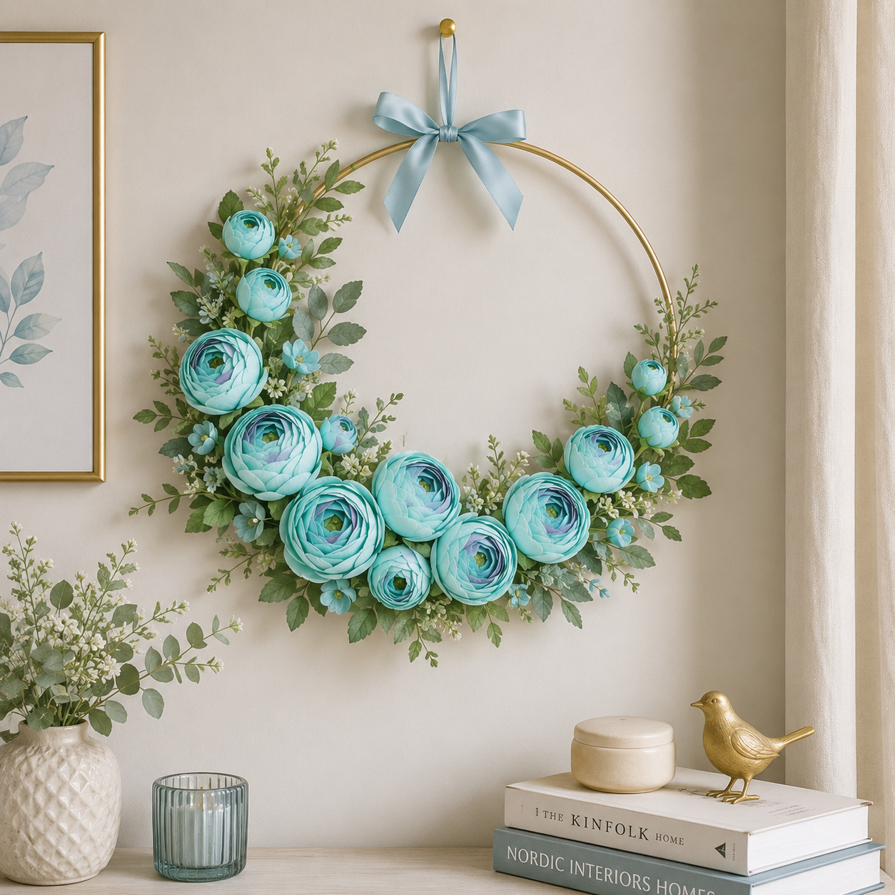 Artificial Sky Blue Peony Flower
