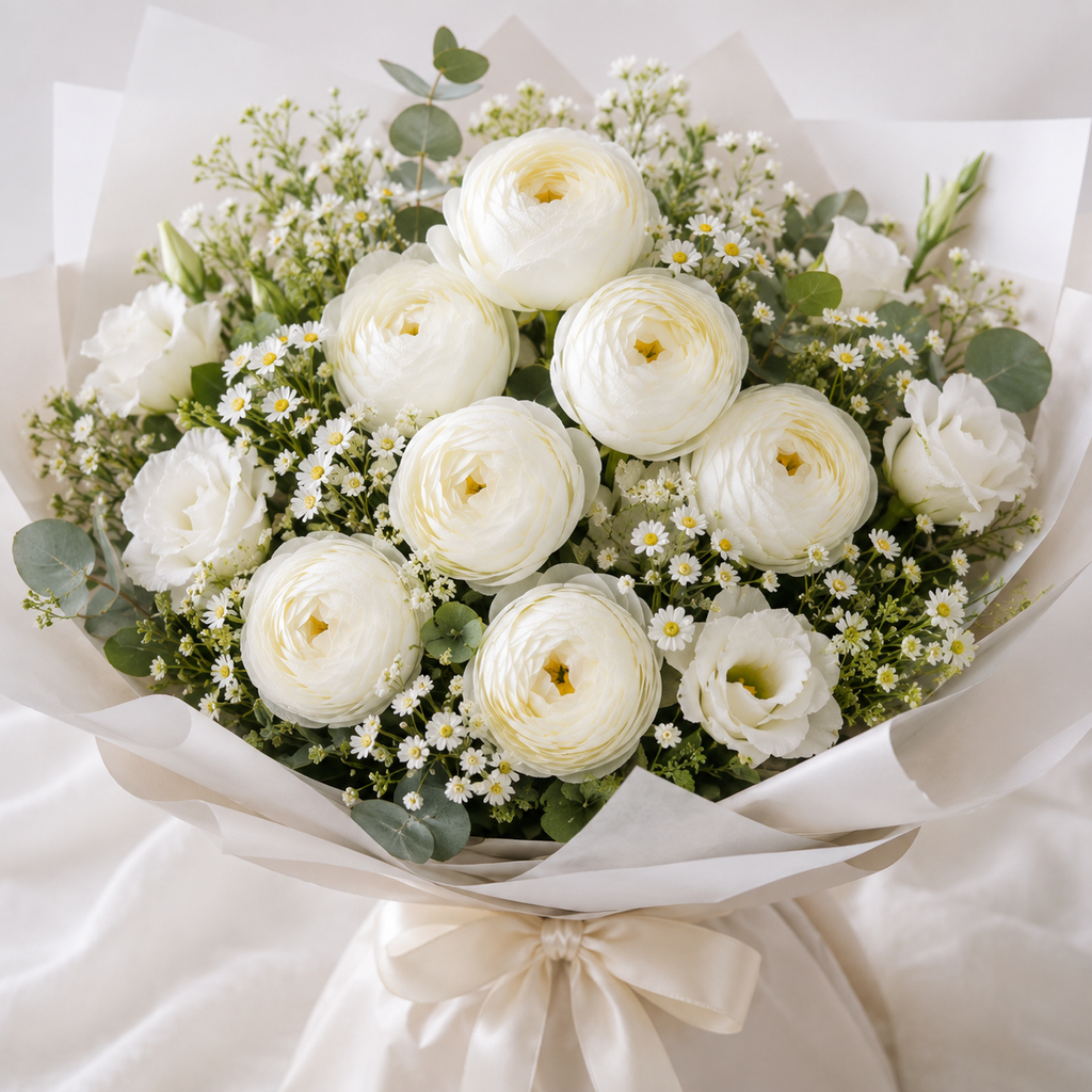 Artificial White Peony Flower
