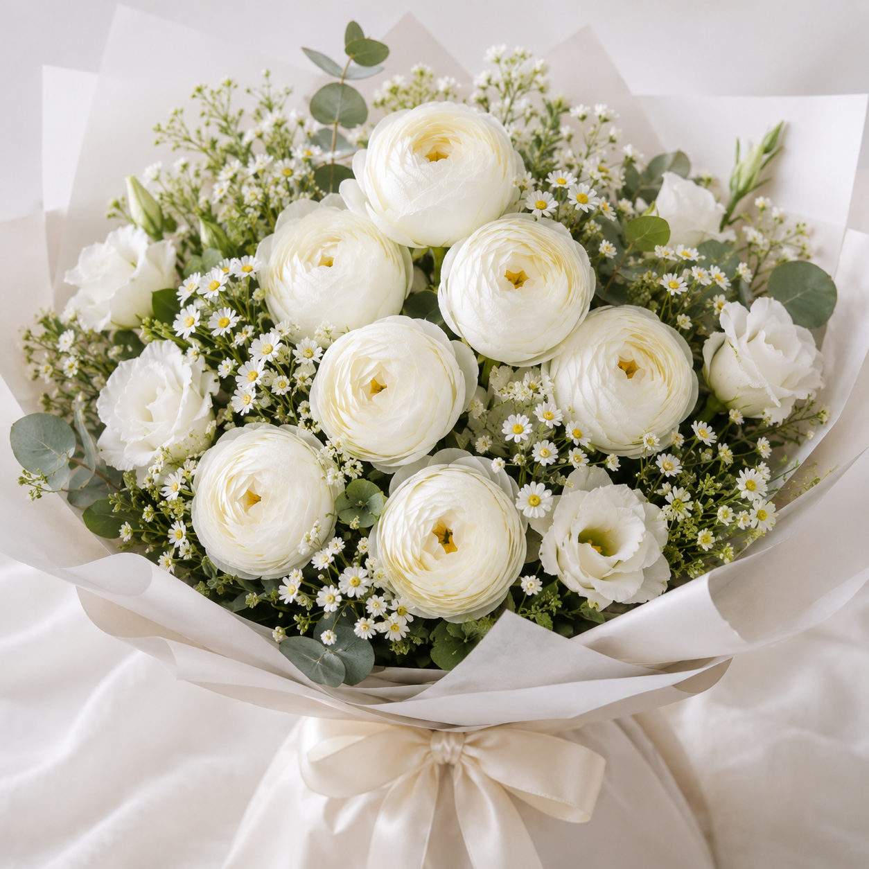 Artificial White Peony Flower