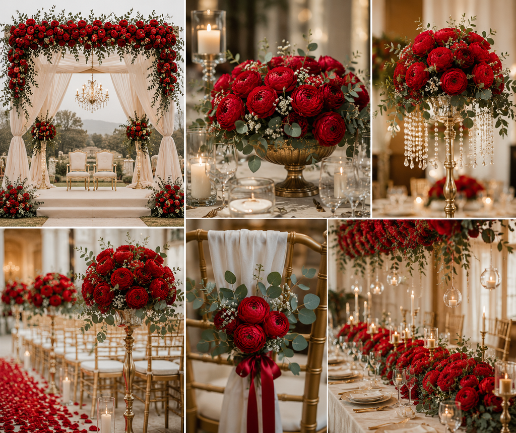 Artificial Red Peony Flower