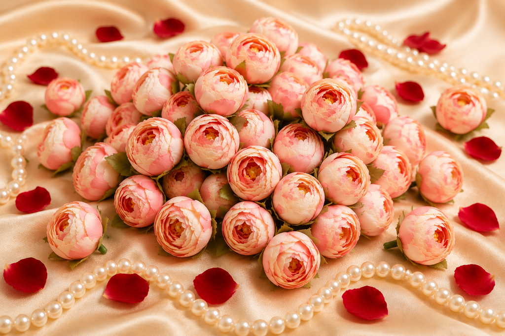 Artificial Peach Creame Peony Flower