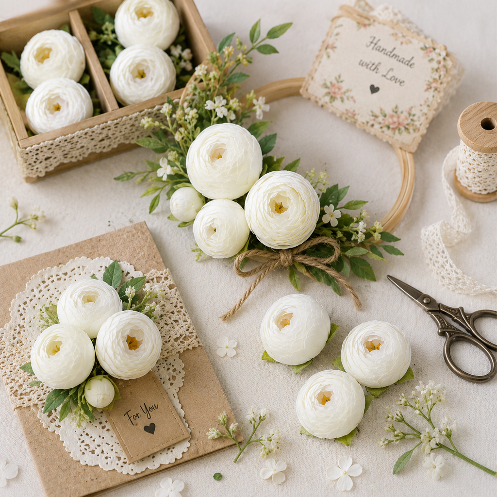 Artificial White Peony Flower