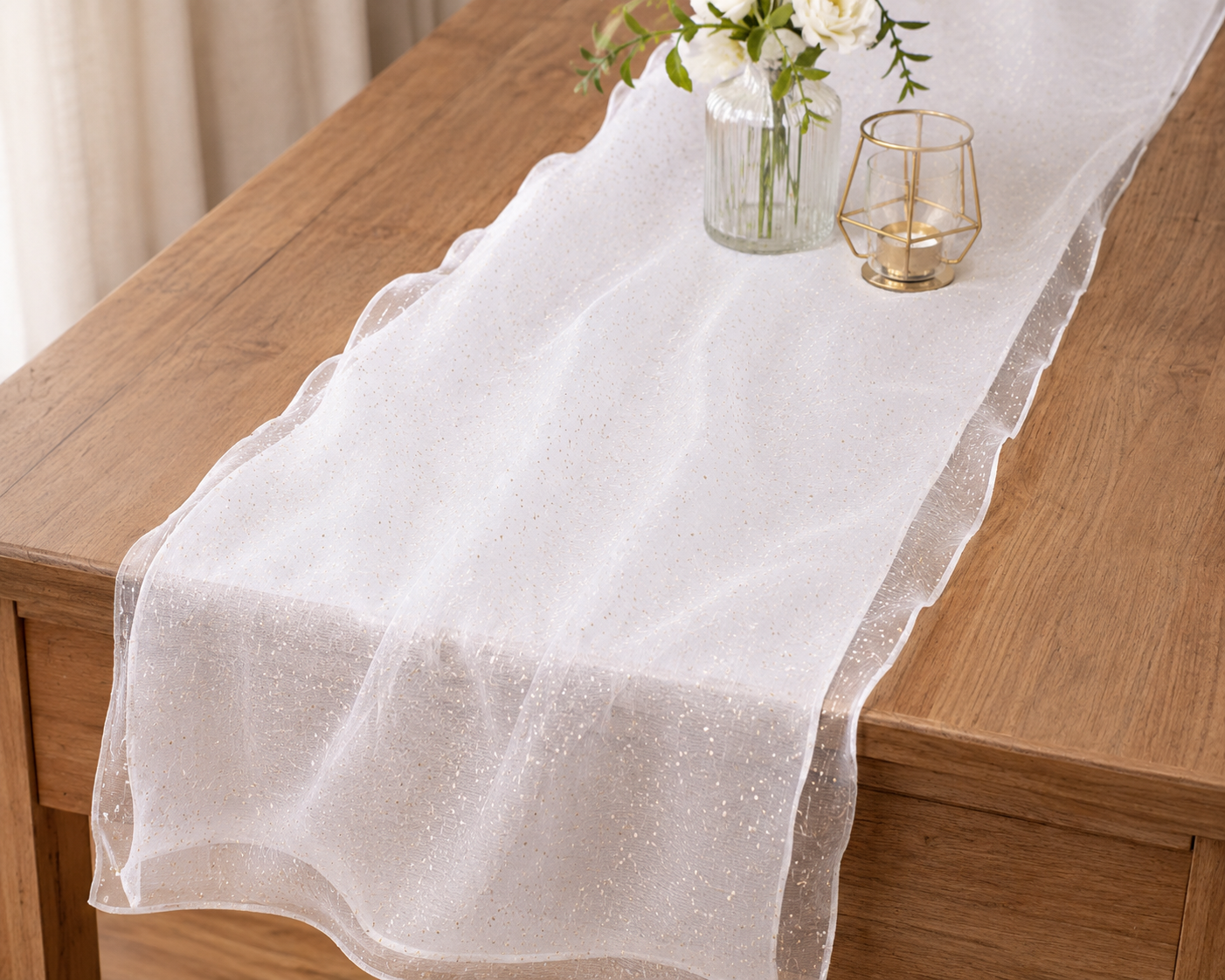 5 Meter Net White Dotted Cloth for decoration