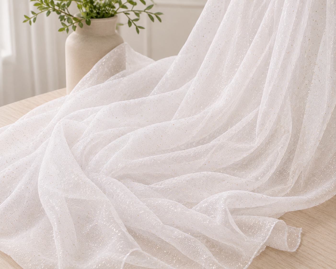 5 Meter Net White Dotted Cloth for decoration