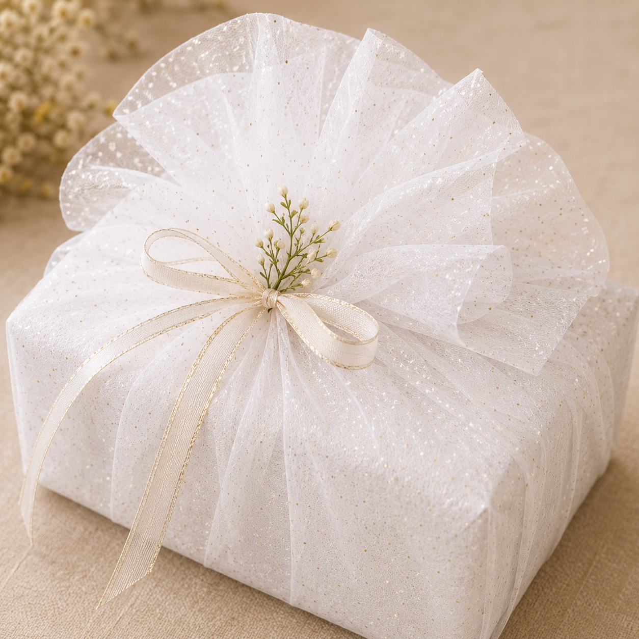 5 Meter Net White Dotted Cloth for decoration