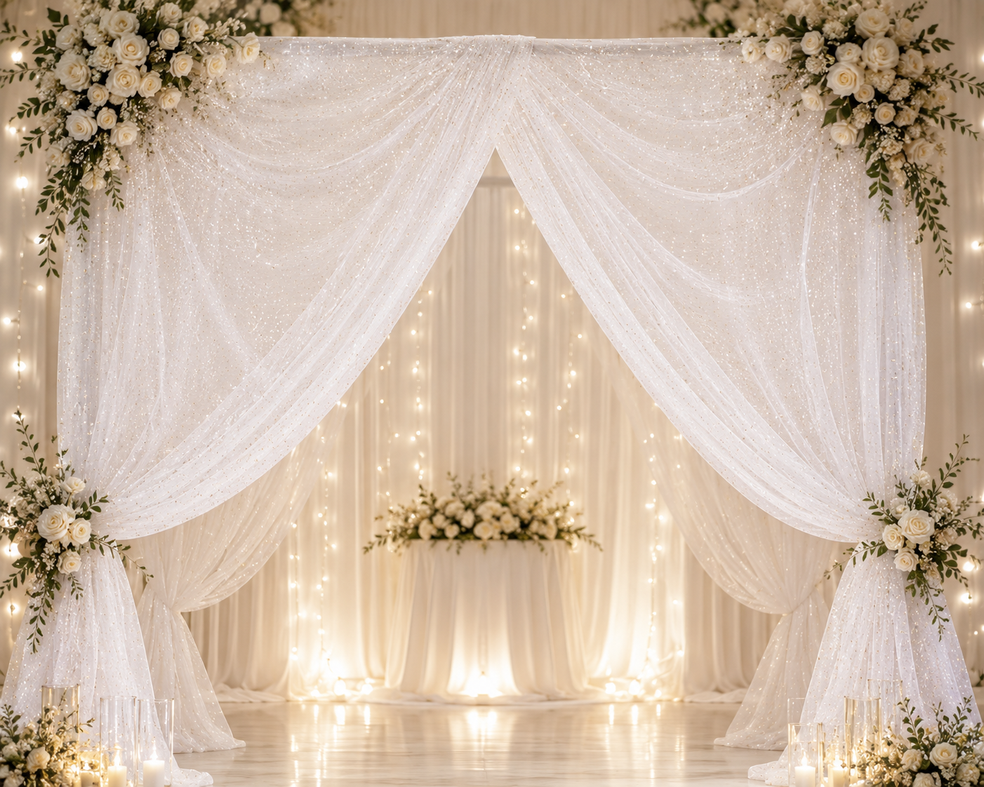 5 Meter Net White Dotted Cloth for decoration