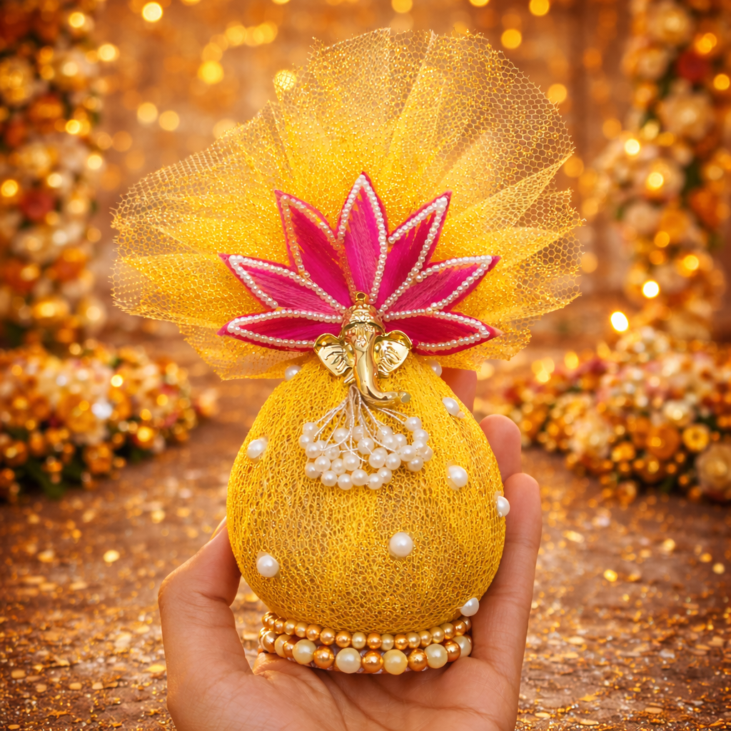 Decorative Nariyal with Ganesh ji And lotus Flower