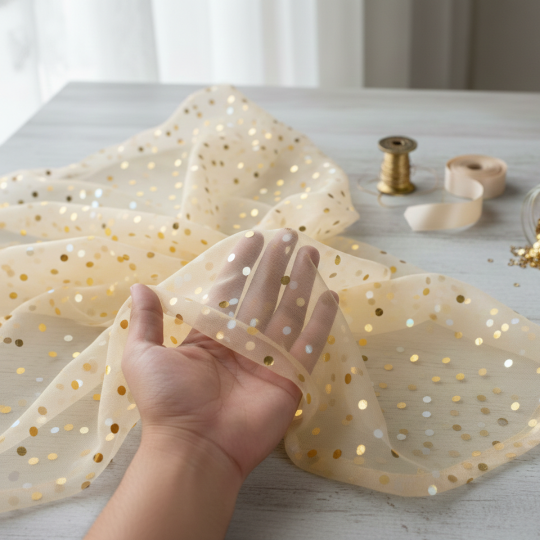 5 Meter Golden Dotted Net Roll for Decoration