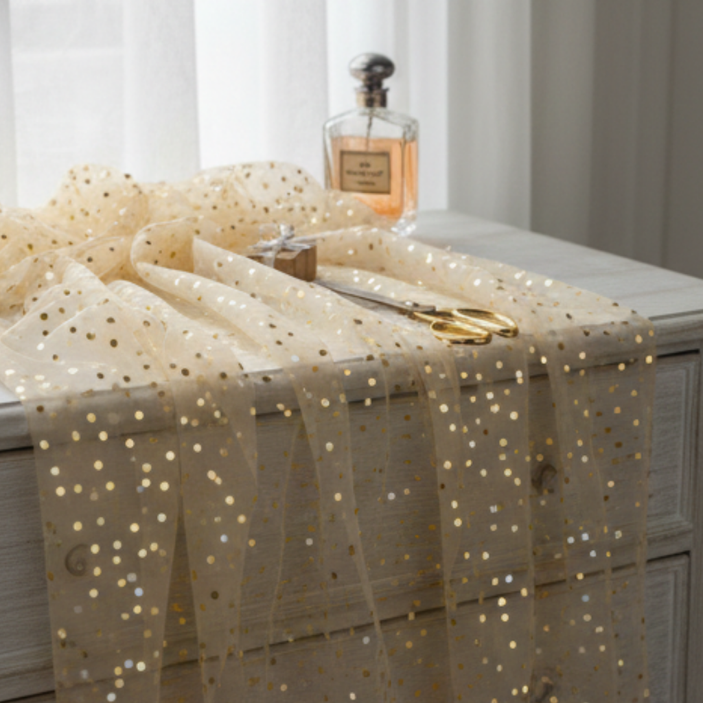 5 Meter Golden Dotted Net Roll for Decoration