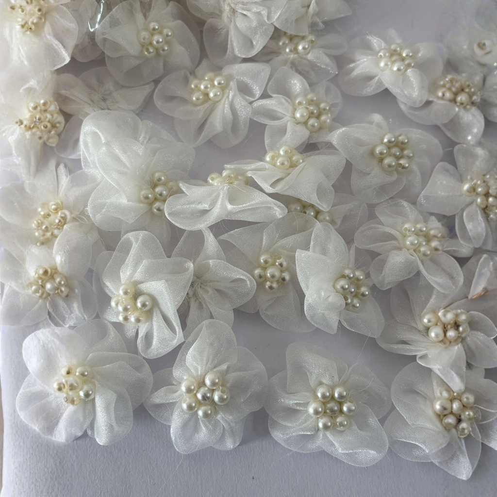 White Organza Flower for Home Décor, Wedding & Gift Decoration