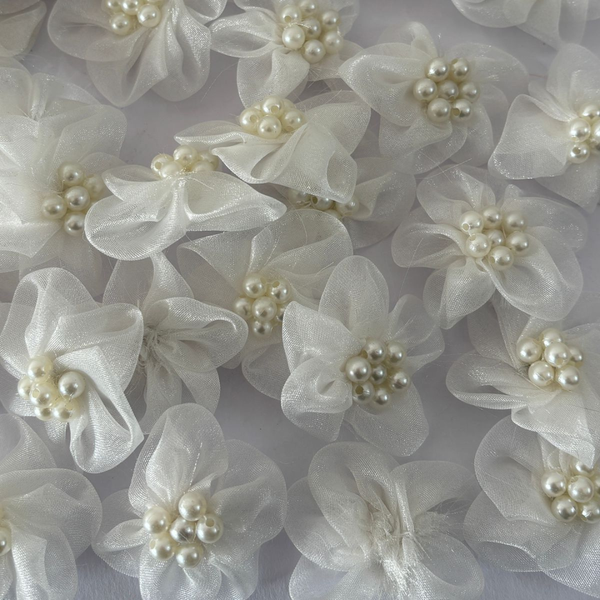 White Organza Flower for Home Décor, Wedding & Gift Decoration