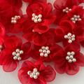 Red Organza Flower for Home Décor, Wedding & Gift Decoration