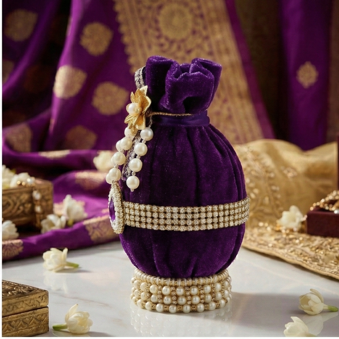 Purple Decorative Shagun Narial for Wedding & Puja