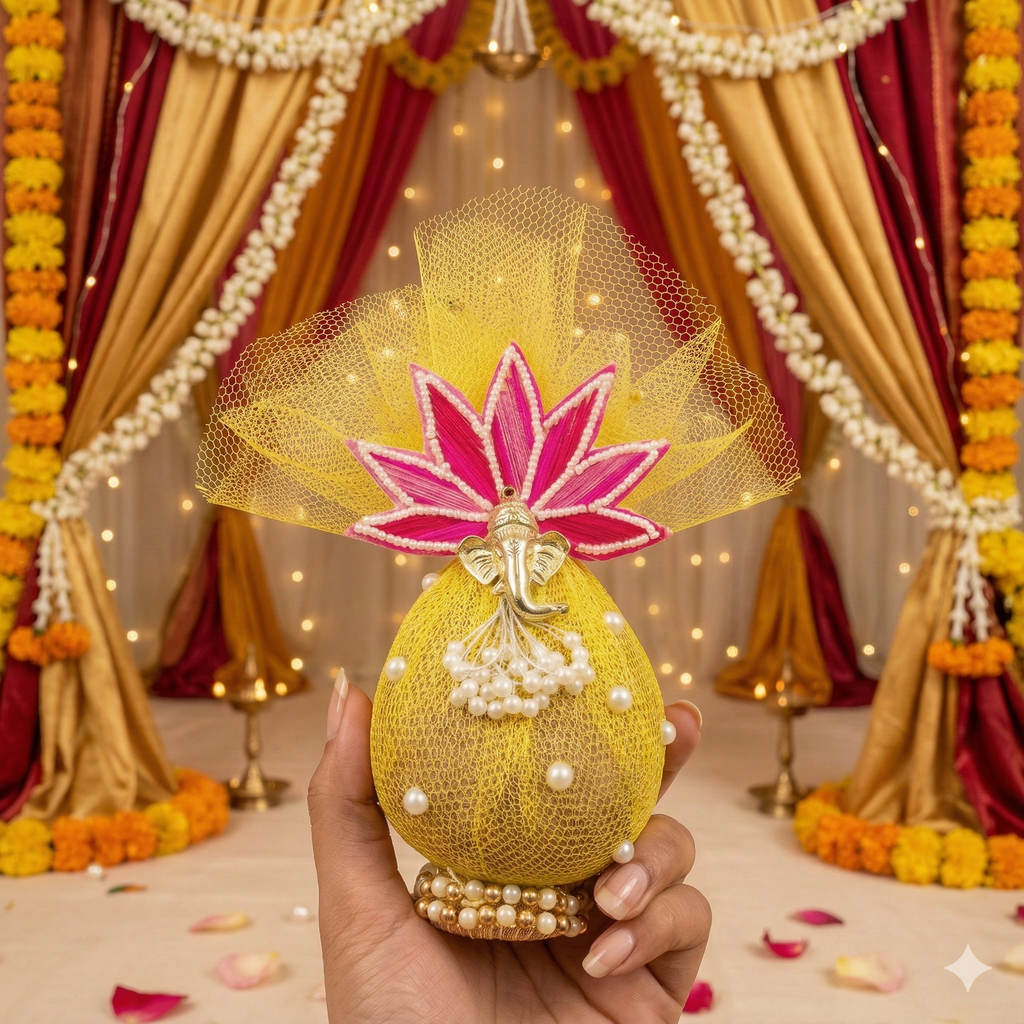 Decorative Nariyal with Ganesh ji And lotus Flower