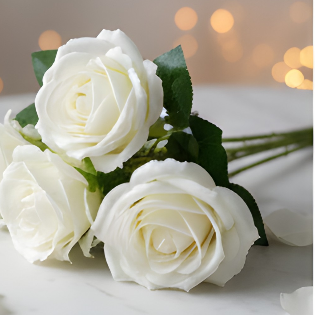White Artificial Rose Flower (7 cm, Pack of 15, Single Flower)