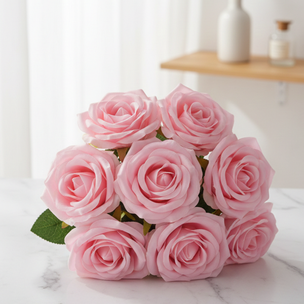 Pink Artificial Rose Flower (7 cm, Pack of 15, Single Flower)
