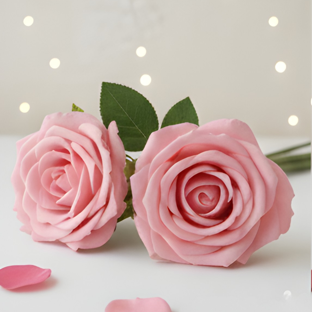 Pink Artificial Rose Flower (7 cm, Pack of 15, Single Flower)