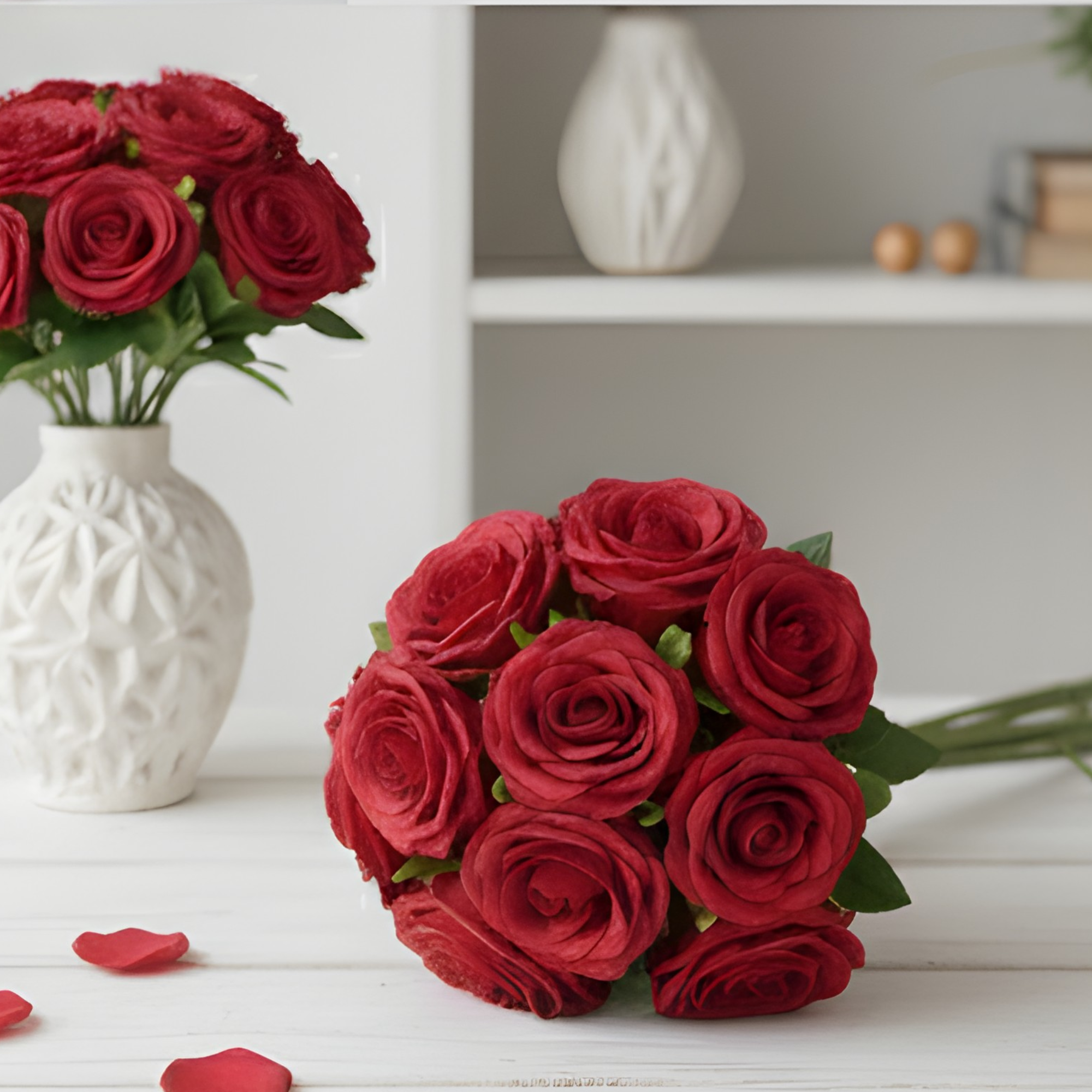 Red Artificial Rose Flower (7 cm, Pack of 15, Single Flower)