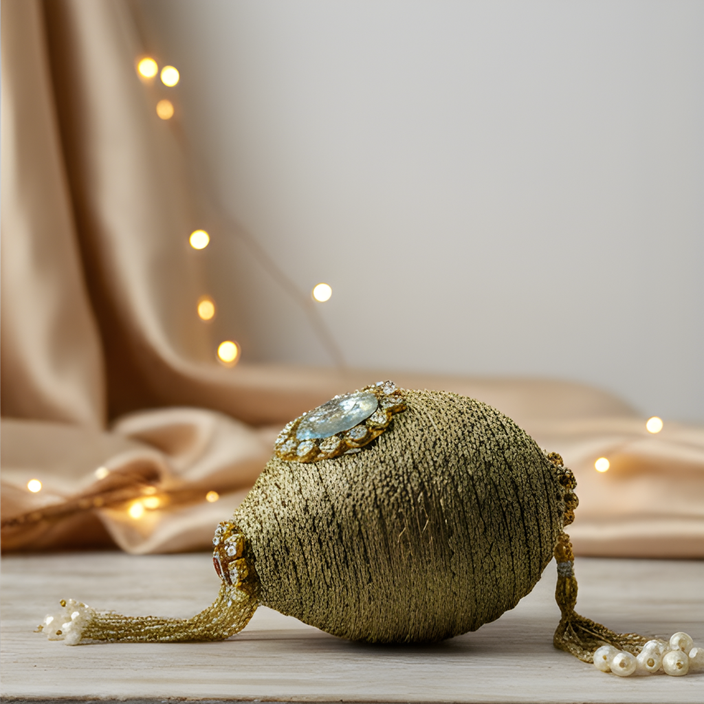 Decorative Nariyal with Radha Krishna for Pooja, Wedding & Kalash Decoration