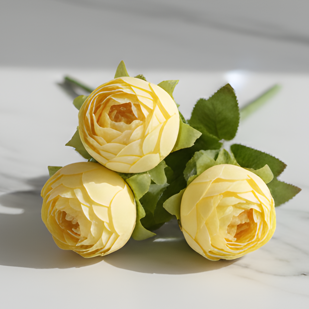 Artificial Light Yellow Peony Flower