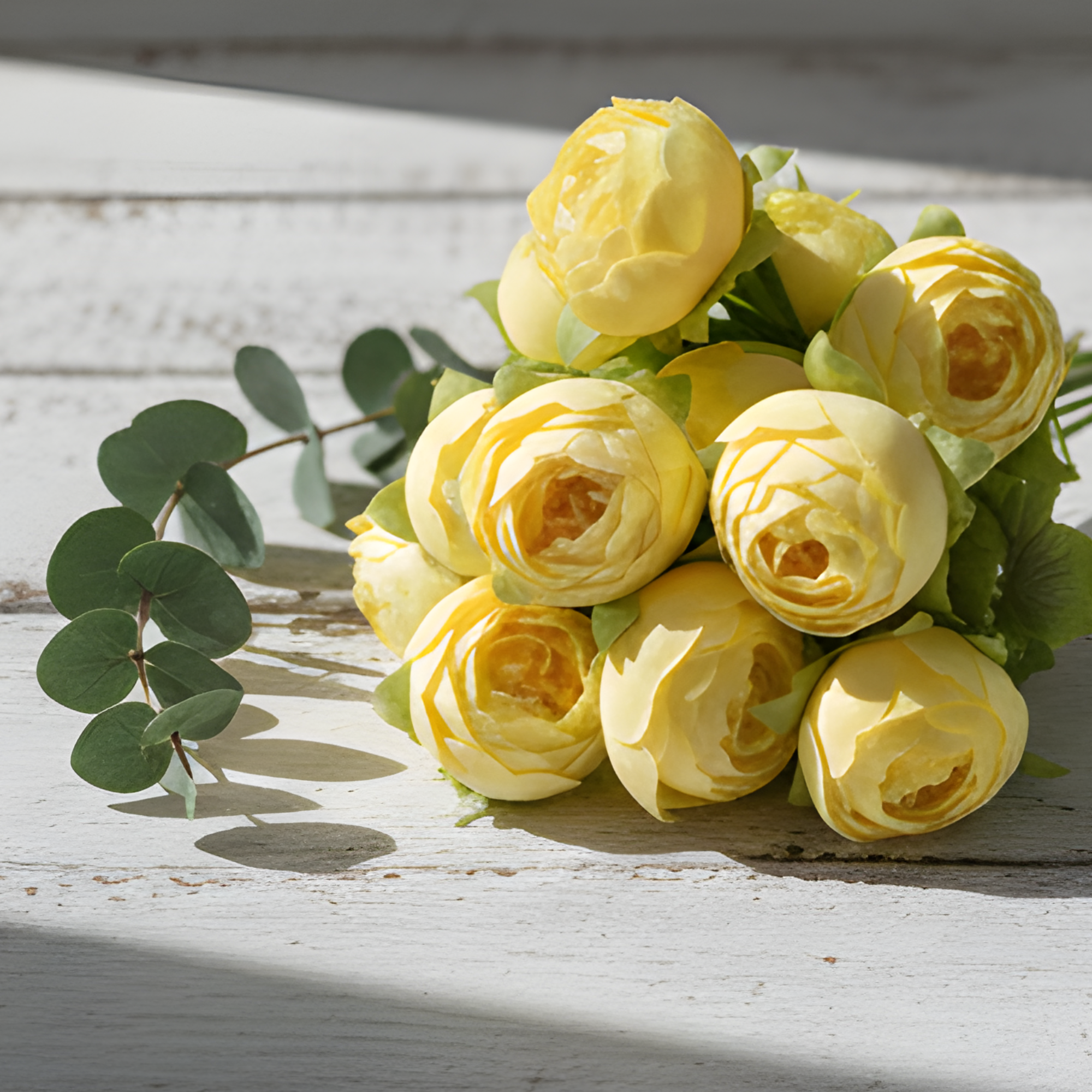 Artificial Light Yellow Peony Flower