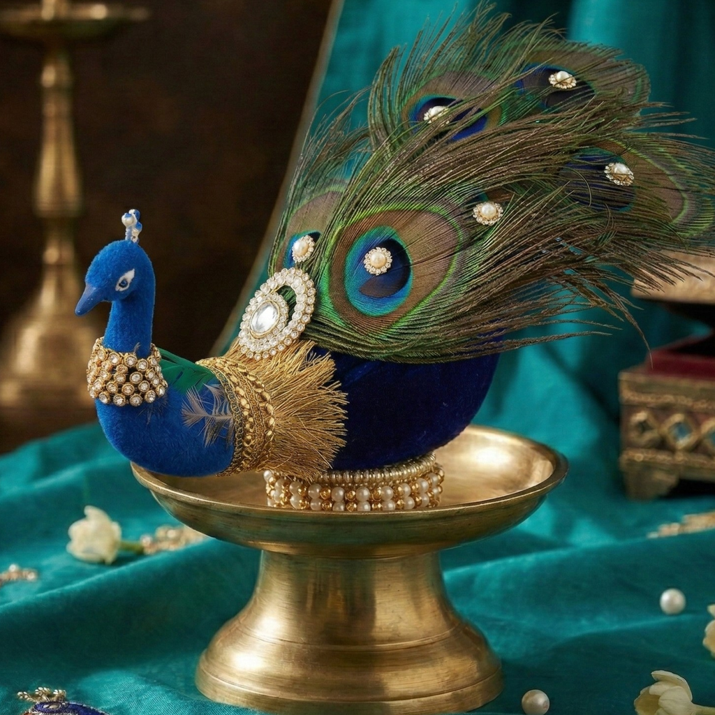 Preminum Peacock Decorative Nariyal for Pooja ,Gifting & Wedding Rituals