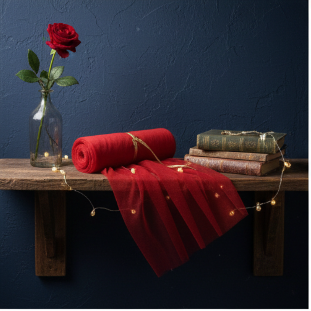 5 Meter Red  Net Roll Fabric for decoration