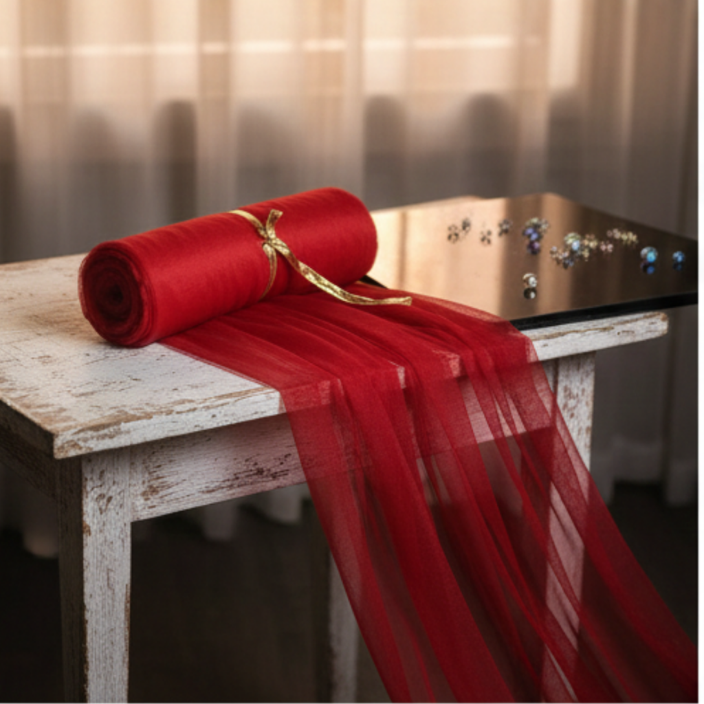 5 Meter Red  Net Roll Fabric for decoration