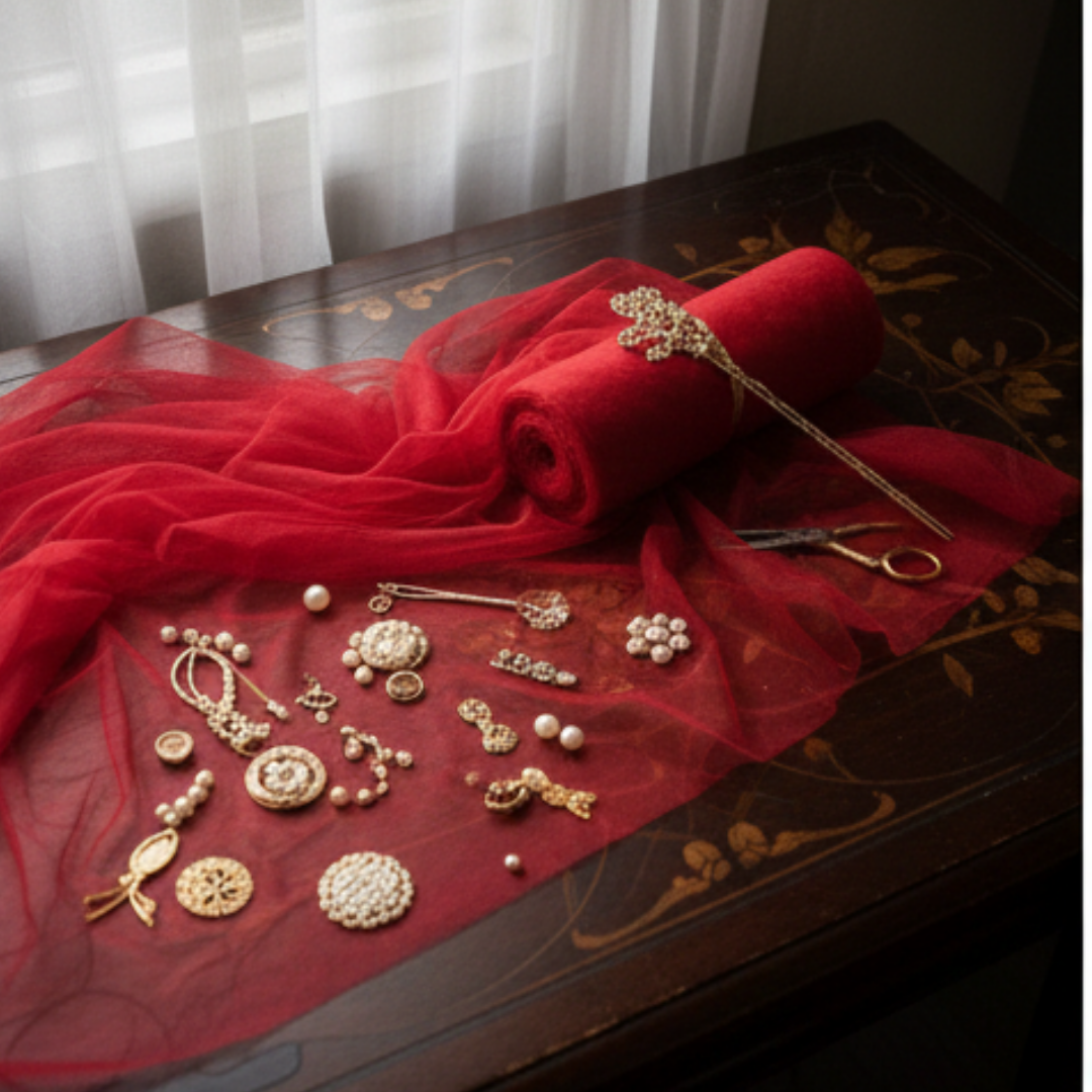 5 Meter Red  Net Roll Fabric for decoration