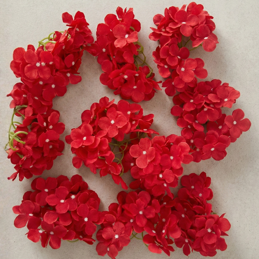 Red Hydrangea Artificial Flower For Wedding & Festival Decor