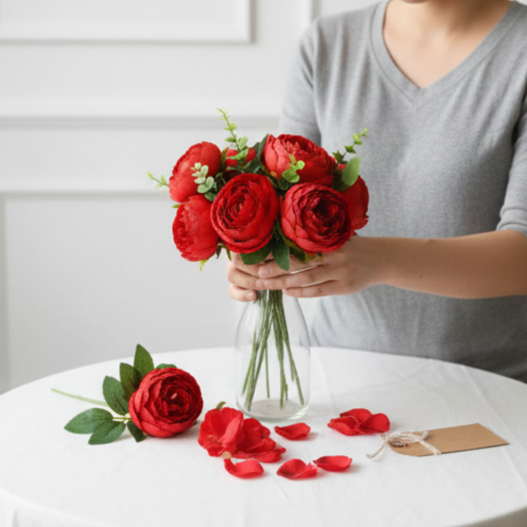 Artificial Red Peony Flower