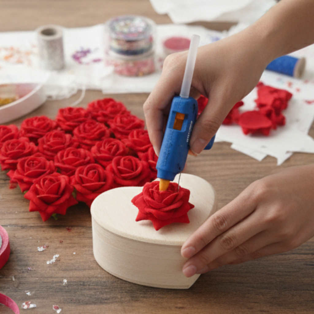 Artificial Red Velvet Rose Flower for Home Décor, Wedding & Gifting