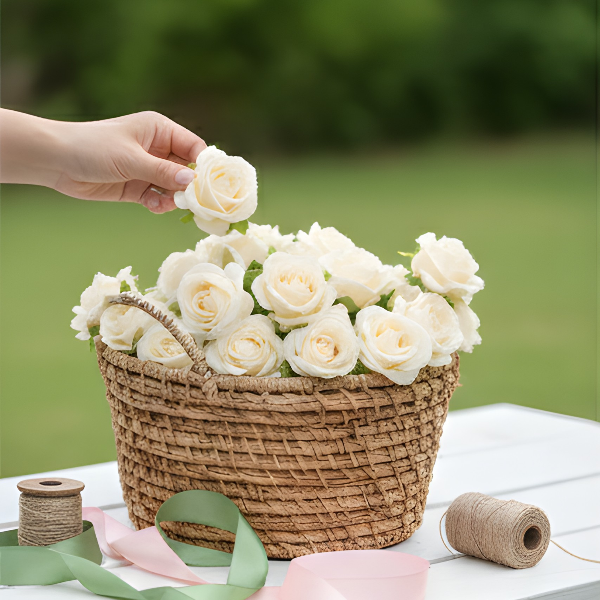Artificial White Mini Rose Flower (4 cm, Pack of 12, Single Flower)
