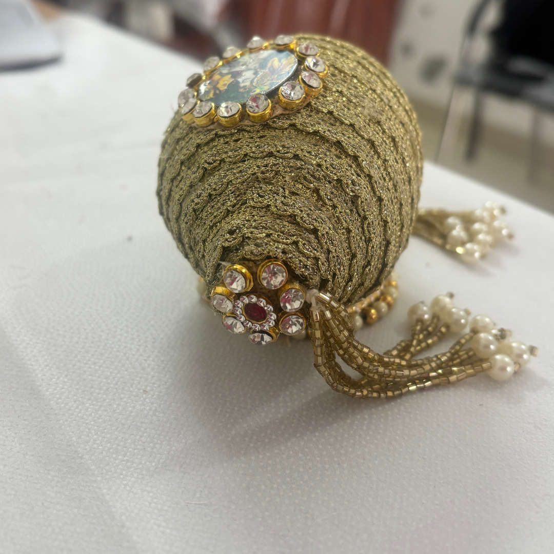 Decorative Nariyal with Radha Krishna for Pooja, Wedding & Kalash Decoration